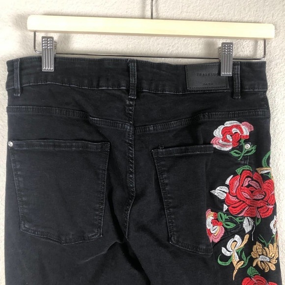 Zara Black Straight Leg Jeans with Floral Embroidery - Picture 6 of 15